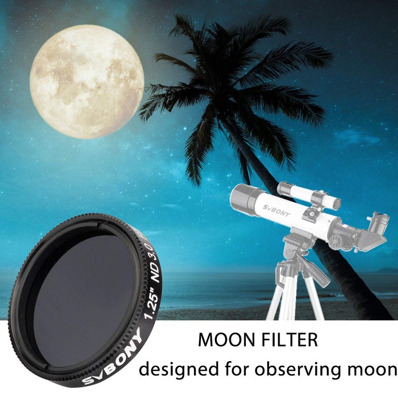 SVBONY SV139 Telescope Filter Moon Filter 1.25 inch 6.25 Percent Transmission ND16 Neutral Density Filter for Telescope Eyepiece Reduce Moon Surfaces Overall Brightness - Image 5